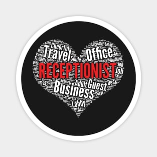 Receptionist Heart Shape Word Cloud Design product Magnet